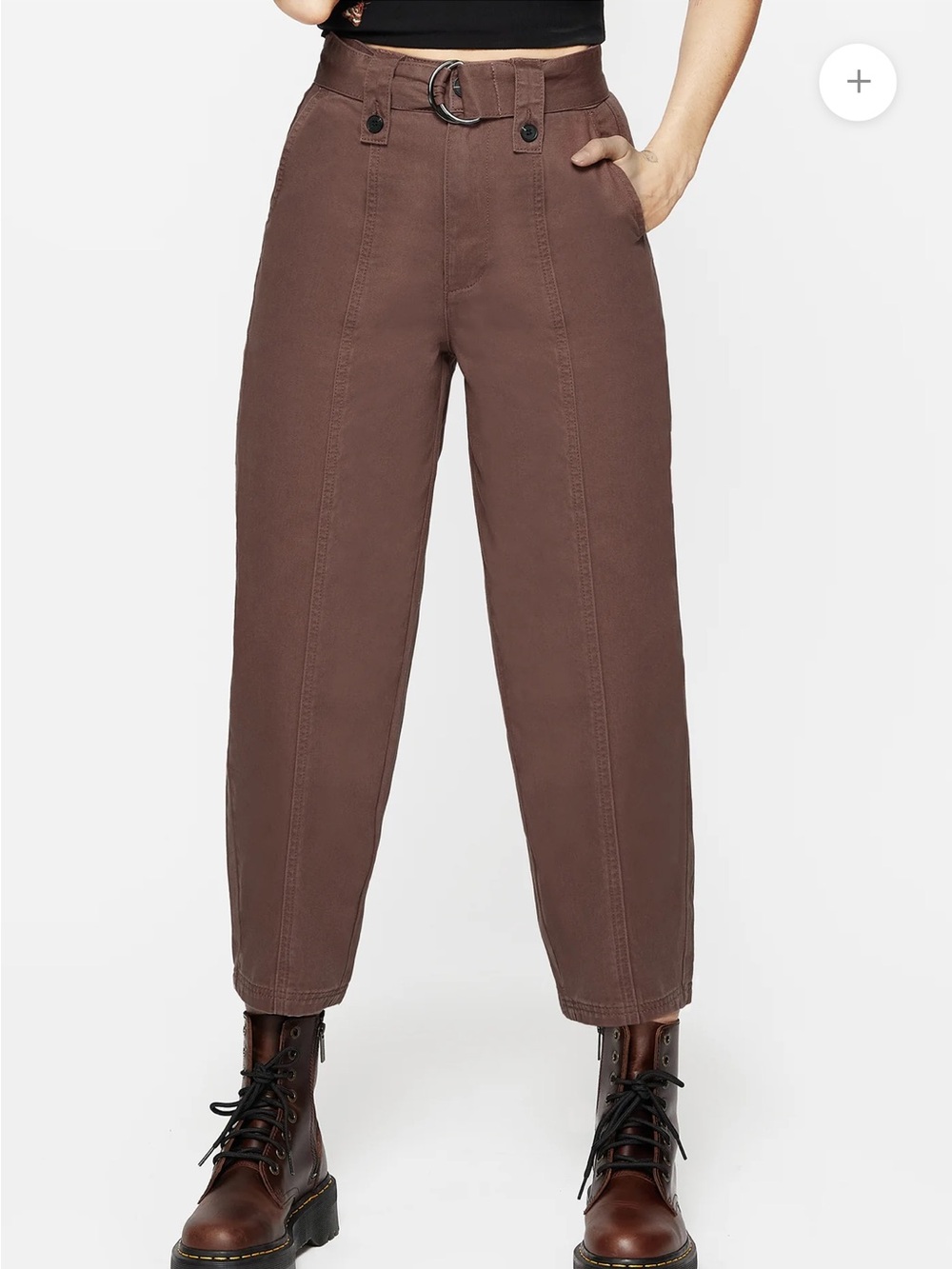 Disturbia Brown High-Waist Tapered Pants